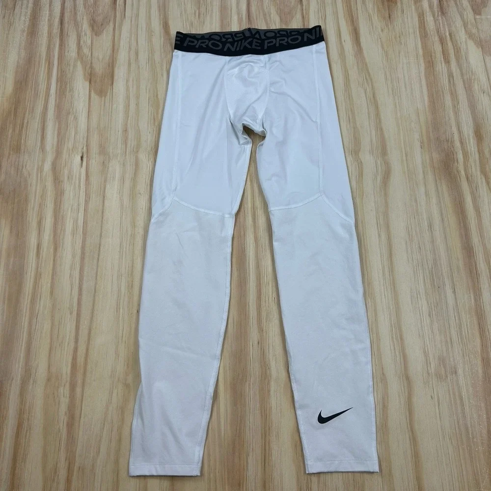 Nike Pro Dri-FIT Big Kids Boys Training‎ Tights Size XL  White CK4546-100 White